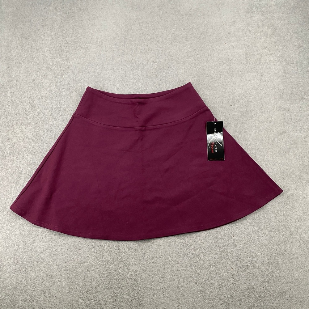 Rekucci Womens Ease Into Comfort Fit and Flare Skirt Burgundy Small NWT
